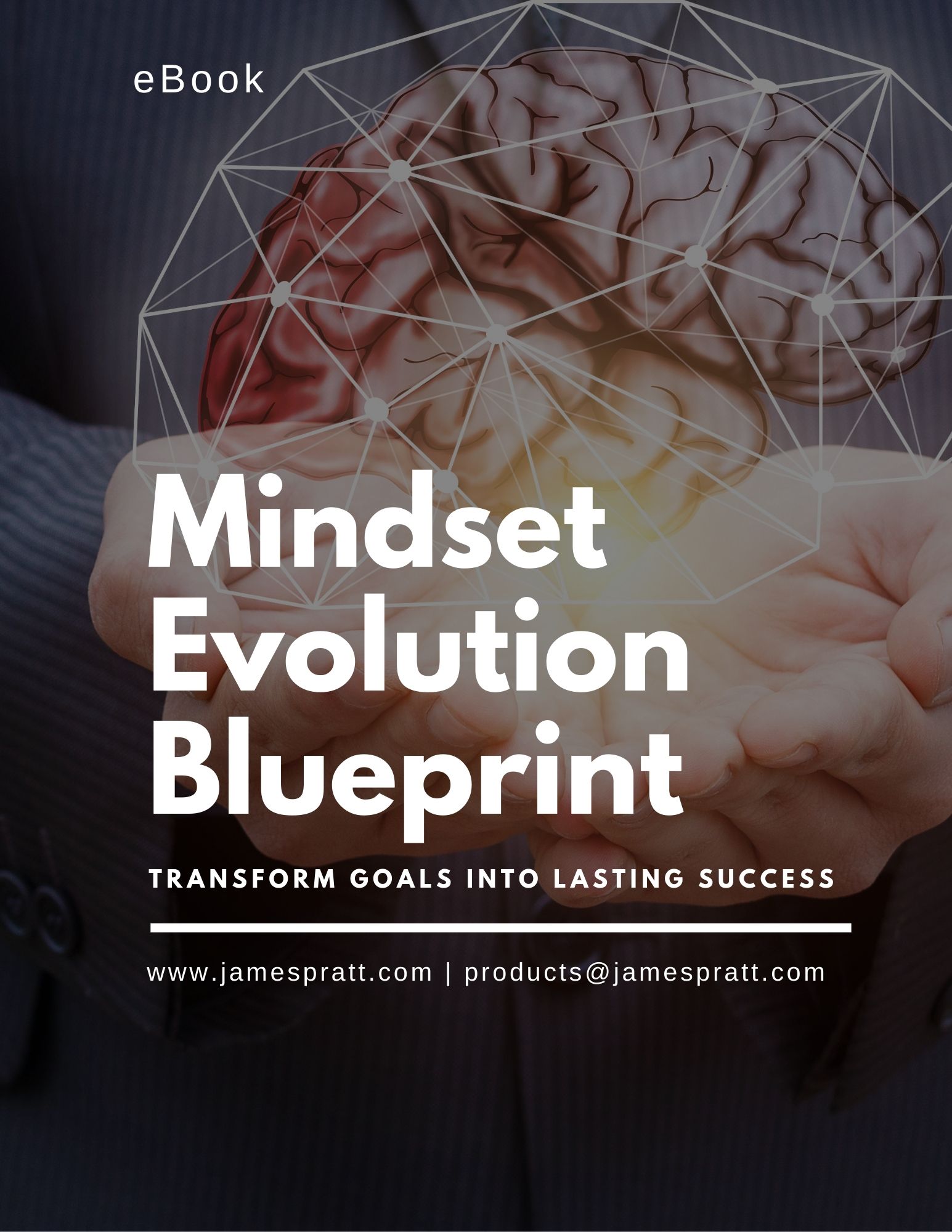 Book cover of 'Mindset Evolution Blueprint' with the subtitle 'Transform Goals into Lasting Success.' The website www.jamespratt.com is displayed in the bottom right corner.